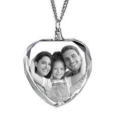 Personalisierte 2D/3D Kristall Foto Halsketten - Einfacher Herz Anhänger,Erinnerungs Schmuck Geschenke für Männer und Frauen