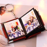 Personalisierter Foto Leder Schlüsselanhänger mit 10 Bilder, Mini Retro Buchalbum, Farb Fotoalbum,Kreatives Erinnerungs Geschenk