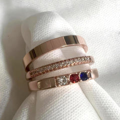 Personalisierter Geburtsstein Stacking-Ringe mit Gravur - Modisches, Perfektes Geschenk für Sie Ihn