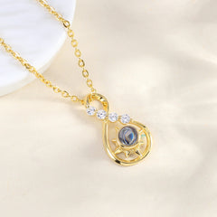 Personalisierte Silber Sternkompass Unendlichkeits Kette mit Foto Gravur im Stein - Perfekte Bild Erinnerungsgeschenk für Sie