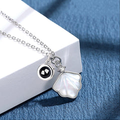 925 Silber Muschel Kette mit Bild drin - Personalisierte Foto Projektion Erinnerungsgeschenk für Sie