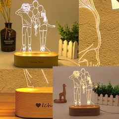 3D Fotolampe mit Gravur – LED Nachtlicht, dimmbar, Holzsockel, perfektes Geschenk für jeden Anlass