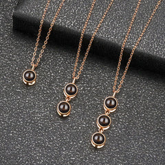 Runde Tropfen Mehrteiliger Projektionskette mit Bild im Stein,1-3 Fotos Gravur,Personalisierte Fotogeschenke für Sie