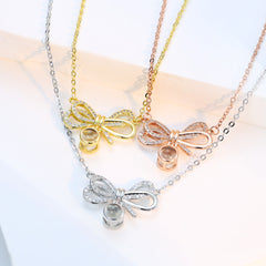 925 Silber 3D Schleifen Projektion Kette mit bild im Stein - Personalisiertes Geschenk für Sie