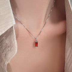 925 SilberPersonalisierte Geburtsstein kette – Minimalistisches funkelndem Zirkonia Rechteck – 12 Farben, stilvoll für jeden Anlass