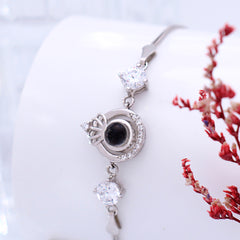 Armband Bilder – Krone Runden Foto Armband mit Bild Silber und Projektion,Personalisiertes Geschenk für Sie