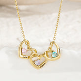 Personalisierte Namenskette mit Geburtsstein – Herz-an-Herz Anhänger, Kreative Geburtstagsgeschenke für sie