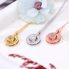 925 Silber Personalisierte Kette mit Bild im Stein - runder Ringanhänger mit Foto Projektion