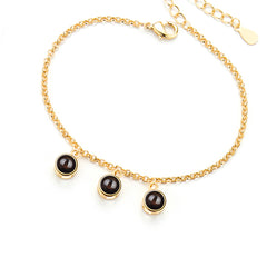 Personalisiertes Fotoprojektions Armband mit 1–7 Bildern – Runder Anhänger mit Bild im Stein, Gravur & 18K Vergoldung