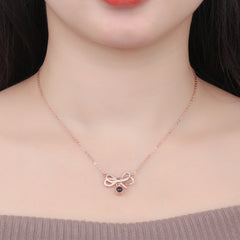 925 Silber 3D Schleifen Projektion Kette mit bild im Stein - Personalisiertes Geschenk für Sie