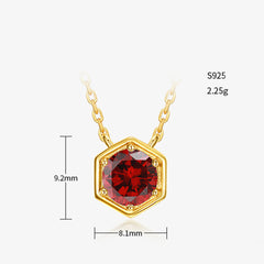 925 Silberkette vergoldet mit 18K – Hexagramm mit Runder Geburtsstein & Herz – Eleganter Schmuck für jeden Anlass