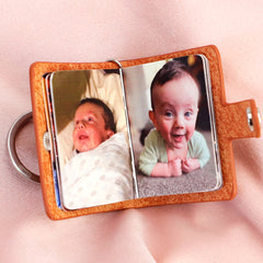 Personalisierter Foto Leder Schlüsselanhänger mit 12 Bilder, Minialbum,Kunstdruckpapier Fotoalbum,Kreatives Erinnerungs Geschenk