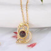 Personalisierte Foto Kette mit Bild - Geneigte Mom Herz Anhänger mit Foto Projektion