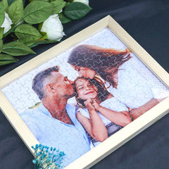 Personalisierbares DIY Holz Puzzle mit Foto – Bild im Rahmen oder Flasche – Persönliches Geschenk für Familie, Freunde & Partner
