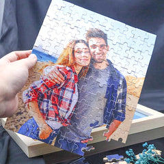 Personalisierbares DIY Holz Puzzle mit Foto – Bild im Rahmen oder Flasche – Persönliches Geschenk für Familie, Freunde & Partner