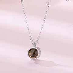 Personalisierte Kette mit Bild im Stein - Minimalistischer runder Anhänger