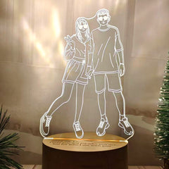 3D Fotolampe mit Gravur – LED Nachtlicht, dimmbar, Holzsockel,Perfektes Geschenk Hochzeit, Muttertag,Geburtstag und Jubiläum