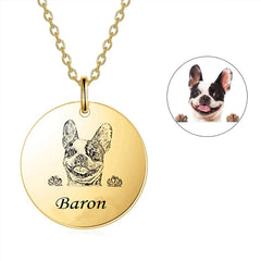 Personalisierte 925 Silber Münzhalskette mit Bild - Skizze Gravur Foto Haustier Kinderzeichnung Fingerabdruck & Name