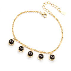 Personalisiertes Fotoprojektions Armband mit 1–7 Bildern – Runder Anhänger mit Bild im Stein, Gravur & 18K Vergoldung