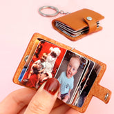 Personalisierter Foto Leder Schlüsselanhänger mit 12 Bilder, Minialbum,Kunstdruckpapier Fotoalbum,Kreatives Erinnerungs Geschenk