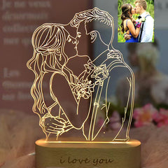 3D Fotolampe mit Gravur – LED Nachtlicht, dimmbar, Holzsockel, perfektes Geschenk für jeden Anlass