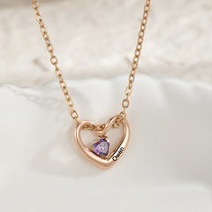 Personalisierte Namenskette mit Geburtsstein – Herz-an-Herz Anhänger, Kreative Geburtstagsgeschenke für sie