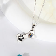 Silber Personalisierte Halskette mit Bild im Stein - Kette mit Hundepfote-tier erinnerung schmuck