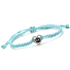 Personalisierbares Herz Foto Armband mit Bild - Handgemachtes Verstellbares Geflochtenes Seil