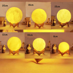 Personalisierte 3D Mondlampe mit Foto und Gravur – Wählbare Größen mit Holzständer – Perfektes Erinnerungs Foto Geschenk