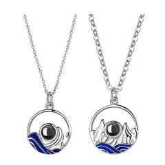 Personalisierte Foto Projektion Berge Meere Paar Kette