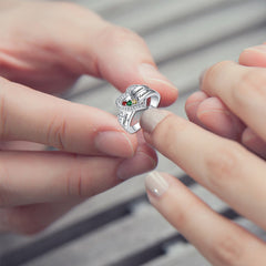 Personalisierter Geburtsstein Ring mit Gravur - Juwel im Herzen, Heiratsantrag Freundschaftsring Familienring, Muttertag Geburtstagsgeschenk