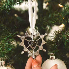 Personalisierter Foto-Projektionsanhänger mit Gravur – Weihnachtsdeko & Geschenk mit Herz, Kreuz, Engel, Stern oder Schneeflocke