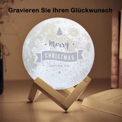 Personalisierte 3D Mondlampe mit Foto und Gravur – Wählbare Größen mit Holzständer – Perfektes Erinnerungs Foto Geschenk