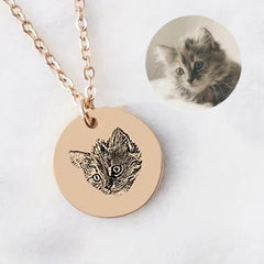 Personalisierte 925 Silber Münzhalskette mit Bild - Skizze Gravur Foto Haustier Kinderzeichnung Fingerabdruck & Name