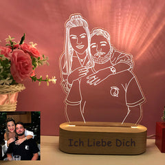 3D Fotolampe mit Gravur – LED Nachtlicht, dimmbar, Holzsockel, perfektes Geschenk für jeden Anlass