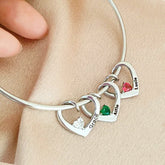 Personalisierte Namensarmband mit Geburtsstein – Herz-an-Herz Anhänger, Kreative Geschenke für Sie