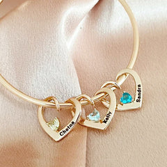 Personalisierte Namensarmband mit Geburtsstein – Herz-an-Herz Anhänger, Kreative Geschenke für Sie