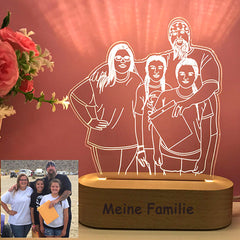 3D Fotolampe mit Gravur – LED Nachtlicht, dimmbar, Holzsockel, perfektes Geschenk für jeden Anlass