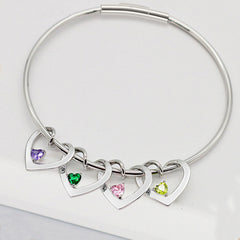 Personalisierte Namensarmband mit Geburtsstein – Herz-an-Herz Anhänger, Kreative Geschenke für Sie