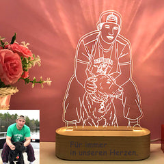 3D Fotolampe mit Gravur – LED Nachtlicht, dimmbar, Holzsockel, perfektes Geschenk für jeden Anlass