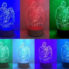 3D Fotolampe mit Gravur – LED Nachtlicht, dimmbar, Holzsockel, perfektes Geschenk für jeden Anlass
