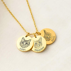 Personalisierte 925 Silber Münzhalskette mit Bild - Skizze Gravur Foto Haustier Kinderzeichnung Fingerabdruck & Name