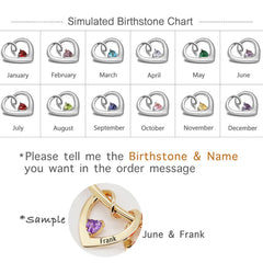 Personalisierte Namensarmband mit Geburtsstein – Herz-an-Herz Anhänger, Kreative Geschenke für Sie