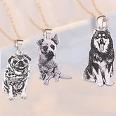 925 Sterling Silber Personalisierte Skizzen-Halskette – Gravur von Haustier, Person oder Symbol, mit Text & Geschenkbox