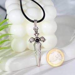 Foto Projektion Halskette mit Bild im Stein - Schwert Kreuz