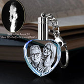 Personalisierte Kristall Schlüsselanhänger - Herz Anhänger mit Gravur 2D/3D-Skizzenfoto,Erinnerungs Geschenk für Frauen