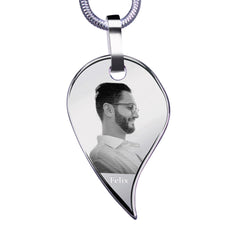 Personalisierte Herz-Partnerketten Zweiteilige Puzzlekette für Paare – Wolfram Ketten, Gravur mit Bild & Namen