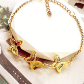 Personalisiertes Schmetterlings Armband mit Geburtssteinen & Namen – Einzigartiges Geschenk für sie