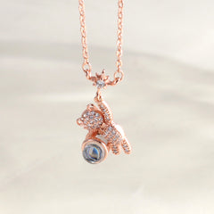 Personalisierte Teddybär Kette mit Bild im Stein - Erinnerungsgeschenk für Sie mit Foto Gravur