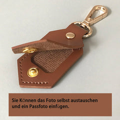 Personalisierter Leder Foto Schlüsselanhänger, Fotos können geändert werden,8 Fotos im 1-Zoll-Format,Erinnerungs Geschenke für Männer Frauen